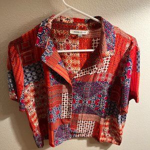 Cropped Button-Up Blouse